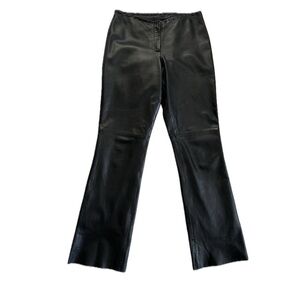 CACHE VINTAGE Y2K LOW RISE BLACK LEATHER PANTS BRAIDED WAIST 2000S Size/8